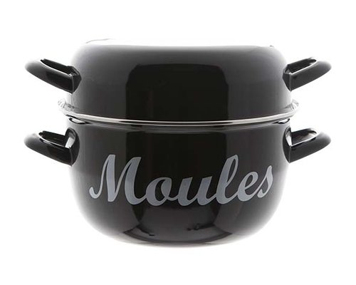 M&T Mosselpot zwart diameter 24 cm met opdruk " Moules "