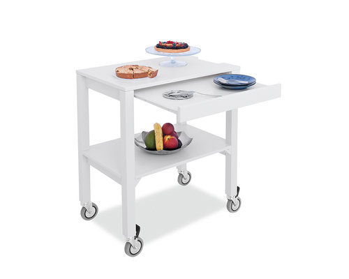 M & T  Serving trolley " Modern style " crème lacquered wood
