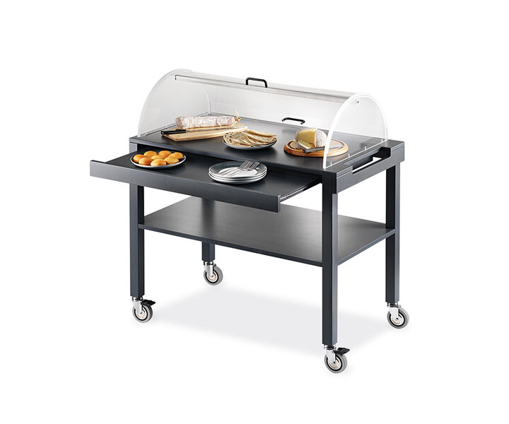 M&T Serving trolley " Modern style " charcoal color with plexiglass cloche