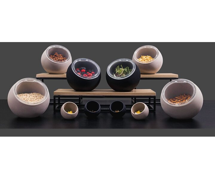 M&T Mini buffet set MOON 6 pcs black melamine 3 wooden spoons included