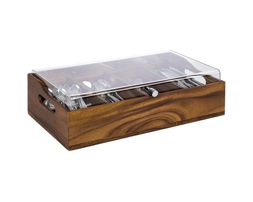 M & T  Cutlery box acacia wood with acryl cover