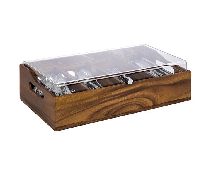 M&T Bestekbak acacia hout met acryl deksel