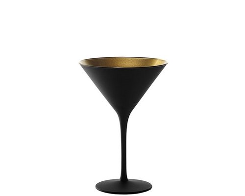 STÖLZLE  Martini cocktail  & Champagne glas 24 cl mat zwart/goud Olympic