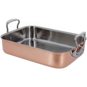 DE BUYER  Roasting pan with fixed handels 41 x 27 x h 8 cm copper / stainless steel