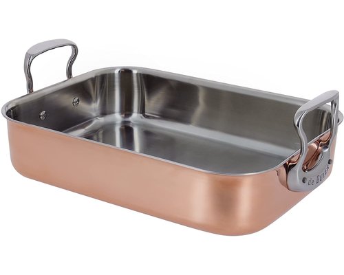 DE BUYER  Roasting pan with fixed handels 41 x 27 x h 8 cm copper / stainless steel