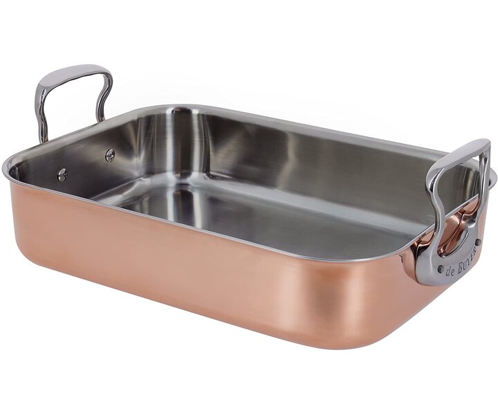 DE BUYER  Roasting pan with fixed handels 41 x 27 x h 8 cm copper / stainless steel