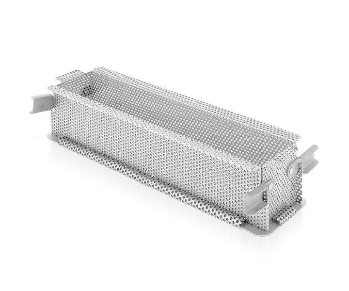 DE BUYER  Paté & Patisserie vorm 24 x 5 x h 6 cm geperforeerd roestvrijstaal opvouwbaar model