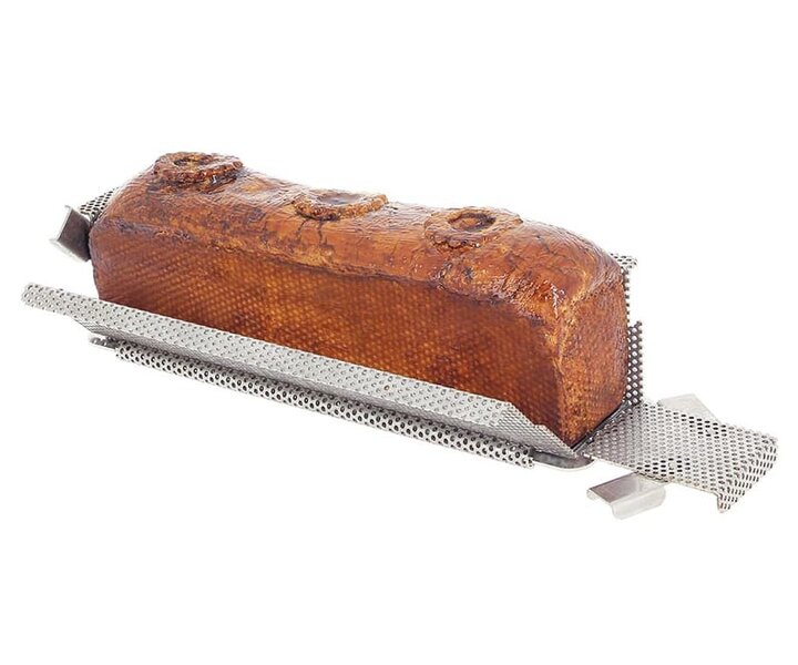 DE BUYER  Paté & Patisserie vorm 24 x 5 x h 6 cm geperforeerd roestvrijstaal opvouwbaar model