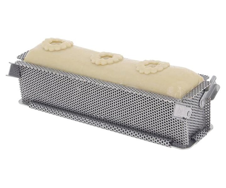 DE BUYER  Moule rectangulaire dépliable à charnières 35 x 7 x h 7,5 cm GEOFORME, inox perforé