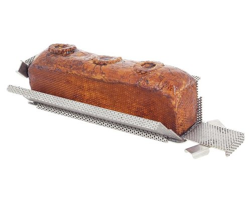 DE BUYER  Paté & Patisserie vorm 48 x 9 x h 8,5 cm geperforeerd roestvrijstaal opvouwbaar model