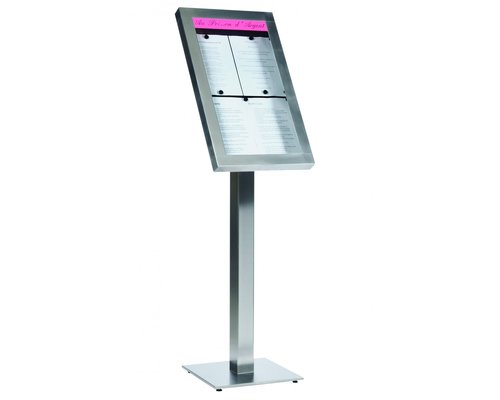 M & T  Menu Stand  footed 4 pages din A4 with LED light.