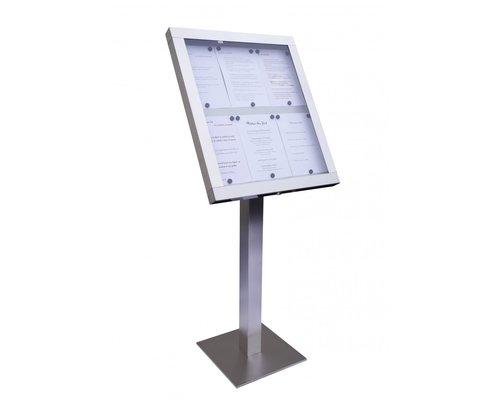 M & T  Menu standaard op voet 6 pagina's din A4 met  LED verlichting