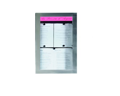 M & T  Menu holder wall mounting  4 pages din A4 with LED light.