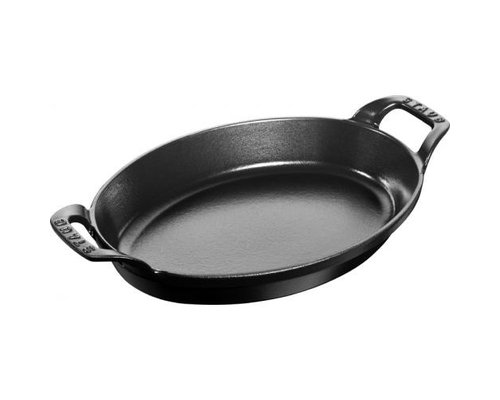STAUB Gratin - & oven dish black cast iron oval 24 x 16 cm stackable