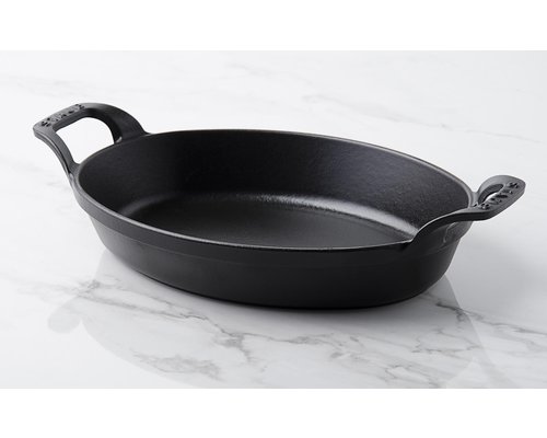 STAUB Gratin - & oven dish black cast iron oval 32 cm stackable