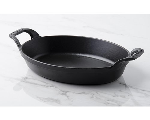 STAUB Gratin - & oven dish black cast iron oval 37 cm stackable