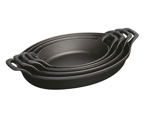 STAUB Gratin - & oven dish black cast iron oval set of 4 dishes
