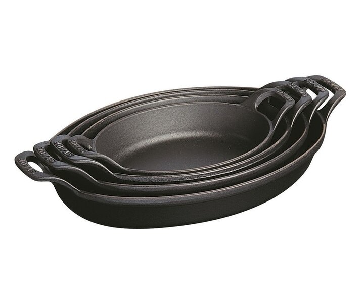 STAUB Gratineer - ovenschotel zwart gietijzer ovaal set van 4 schotels