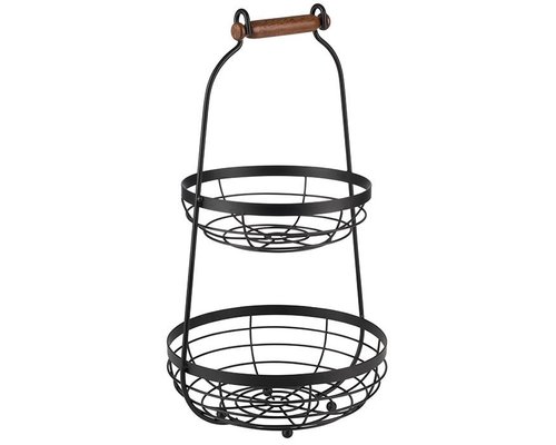 M & T  Buffet stand with 2 black metal baskets