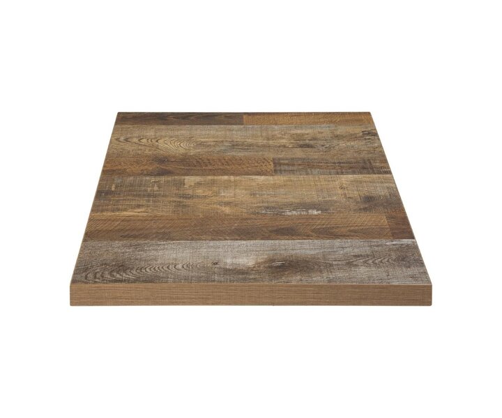 M&T Table 70 x 70 cm " EFFET BOIS VIEILLI " pied en fonte inclus