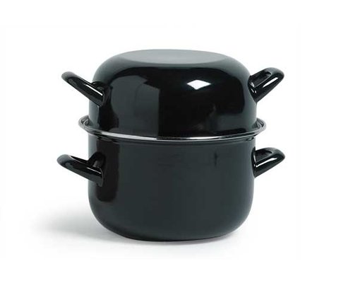 M & T  Casserole à moules noir Ø 18 cm avec fond épais compatible pour induction