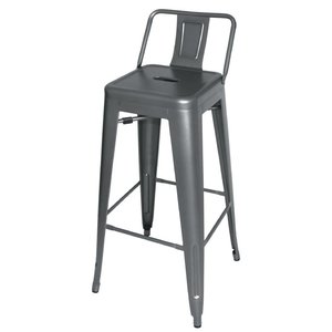 M & T  Tabouret haut de bistro gris modèle haut  "Gun metal " Hauteur 77 cm