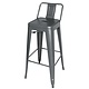 M & T  Tabouret haut de bistro gris modèle haut  "Gun metal " Hauteur 77 cm