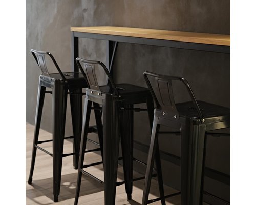 M & T  Tabouret haut de bistro métal noir modèle haut :  77 cm