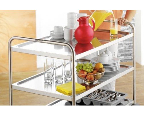 B-PRO ( BLANCO )  Serveerwagen verstevigd model met 2 bladen