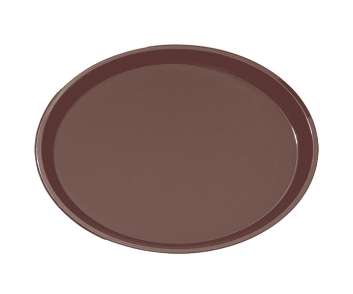 M&T Plateau ovale XL anti- dérapant 63 x 52 x h 3 cm marron foncé