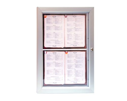 M & T  Menu holder wall mounting 4 pages Din A4 with light.