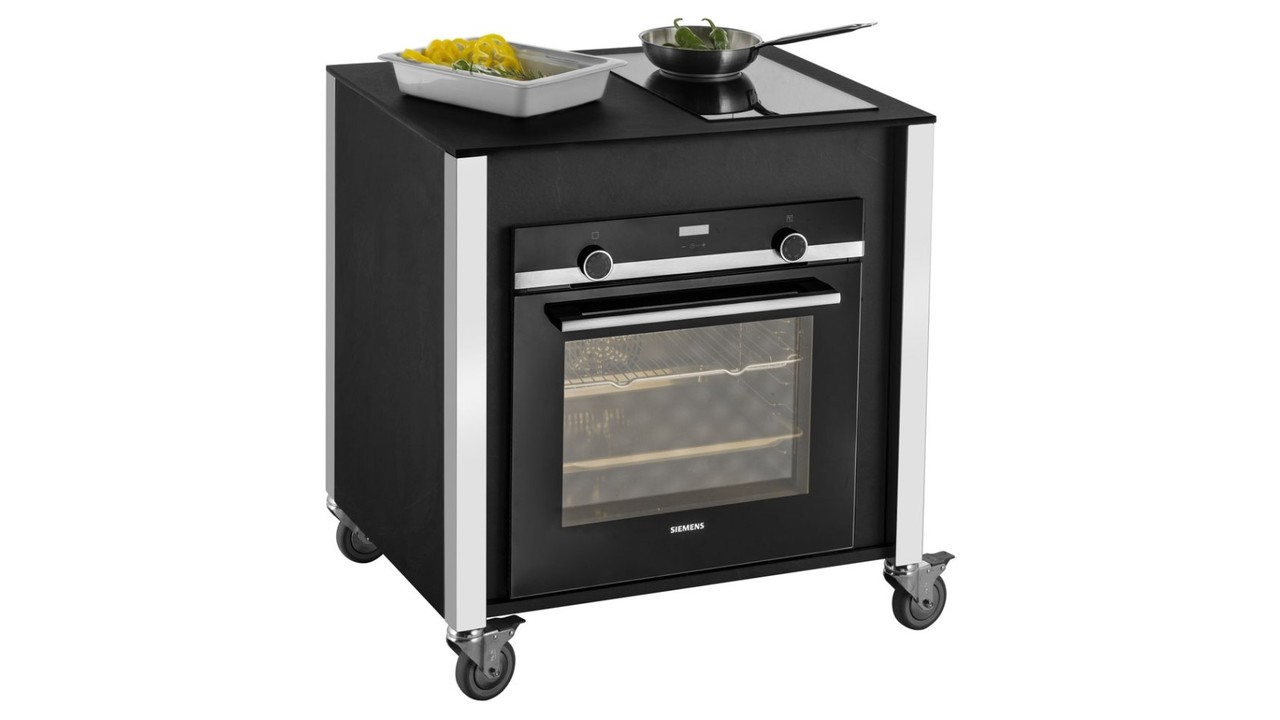 Trolley with induction hob and Siemens oven