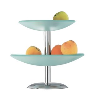 M & T  Présentoir à fruits à deux niveaux en verre mat