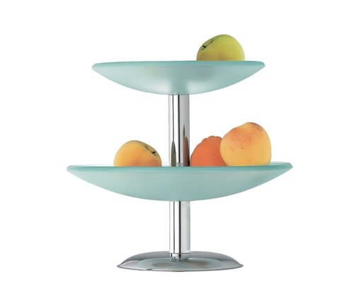 M & T  Fruitschaal met 2 frosted mat glazen schalen