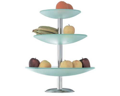 M & T  Fruit stand with with 3 frosted glass shelves