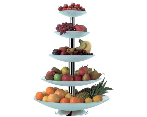 M & T  Fruitschaal XXL met 5 frosted mat glazen schalen