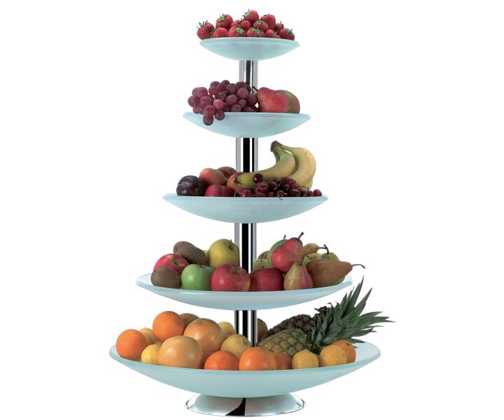 M&T Présentoir à fruits XXL à cinq niveaux en verre mat