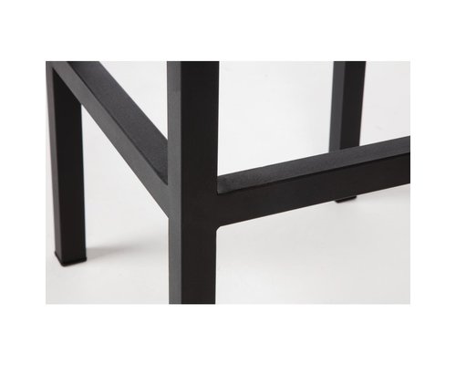 M & T  Table carrée 80 x 80 x h 74 cm  cadre en métal noir  " Le Zoute "