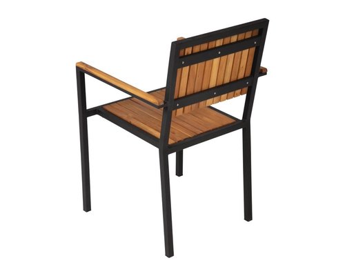 M&T Stoel met armleuningen zwart metalen frame " Le Zoute "