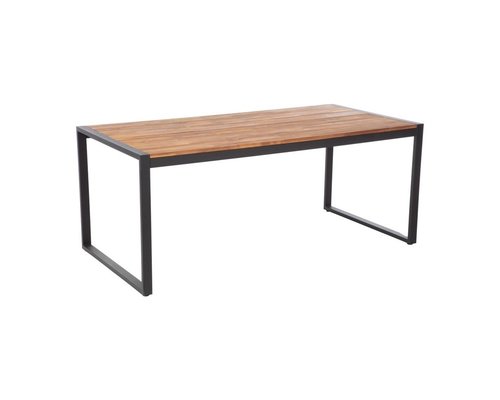 M & T  Tafel rechthoekig 180 x 90 x h 74 cm zwart metalen frame " Le Zoute "