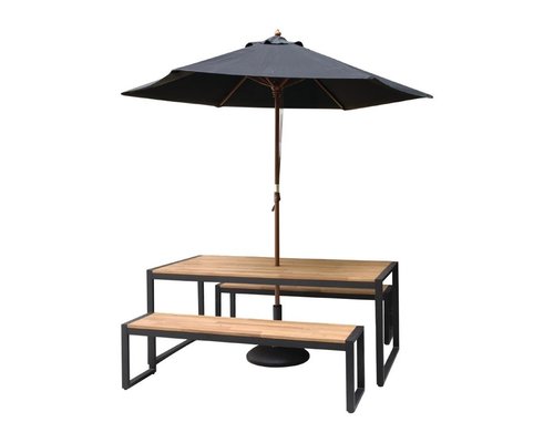 M&T Zitbank 160  x 38 x h 45 cm zwart metalen frame " Le Zoute "