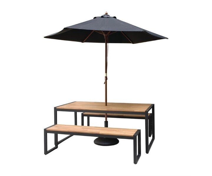 M&T Banc 160 x 38 x h 45 cm cadre en métal noir  " Le Zoute "