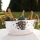 M & T  Wine & champagne cooler XXL hammered s/s with brown leatherette handles