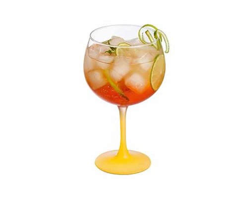 M & T  Gin & Tonic glas met gele voet " Ibiza " balloon XL 70 cl