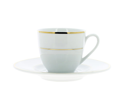 M & T  Coffee cup 16 cl with saucer CHAMPS-ELYSEES with 2 golden lines