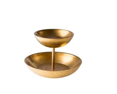 M&T Etagère pour fruits de mer  Ø 27/40 cm vintage gold inoxydable  " Olérons "