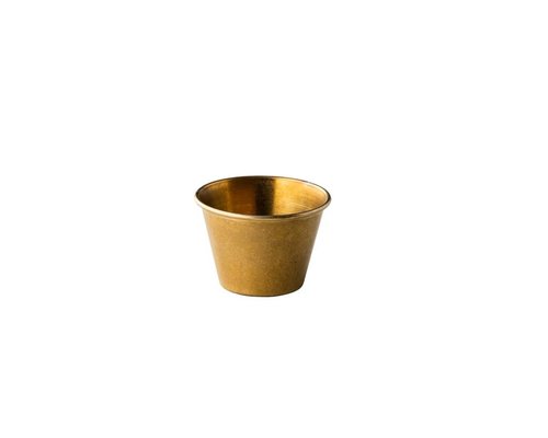 M & T  Sauspotje / ramekin conisch model  Ø  8,2 cm vintage gold roestvrijstaal