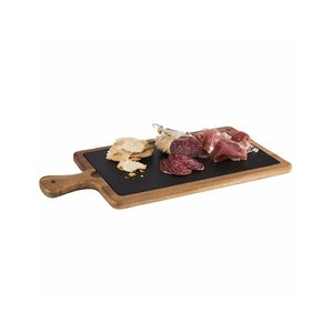 M & T  Serving board  33 x 20 x h 2 cm oiled acasia wood with natural slate insert  2 pcs