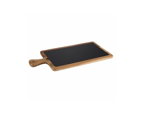 M&T Serving board  33 x 20 x h 2 cm oiled acasia wood with natural slate insert  2 pcs set