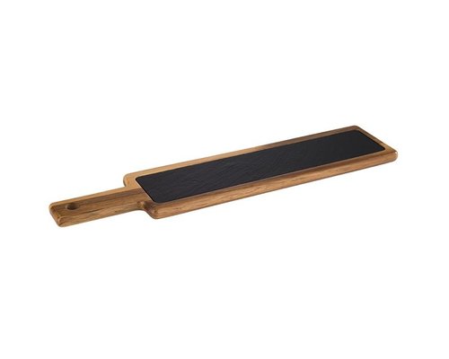 M & T  Serving board  43 x 12 x h 2 cm oiled acasia wood with natural slate insert  2 pcs
